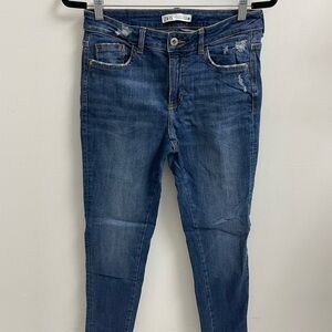 Zara Cropped Jeans Classic Indigo Wash